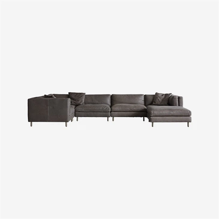 Black Leather L Shaped Couch